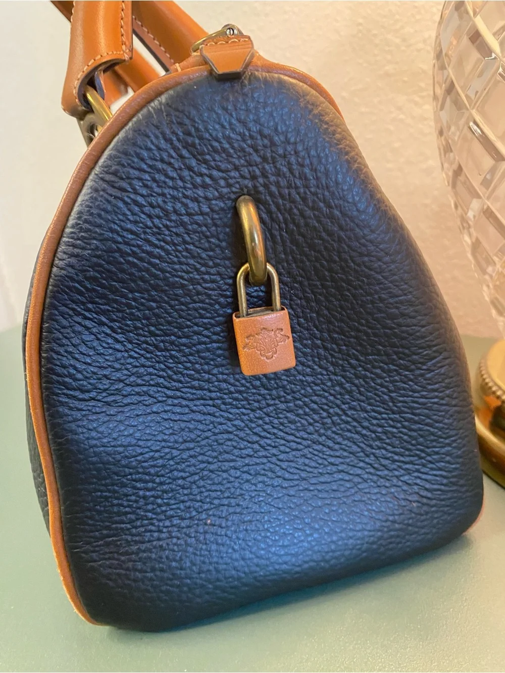 Prix de Dressage Leather Satchel Navy Tan Equestrian Quiet Luxury Bag